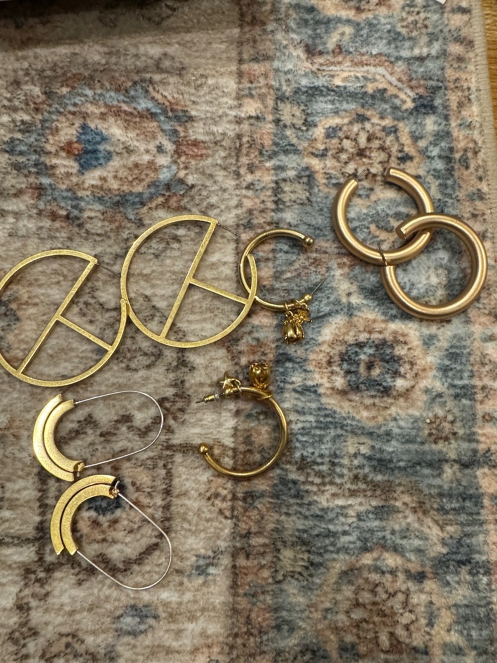 Madewell Petalbud Hoop Earrings Gold Tone Mixed Hoop Geometric Earrings bundle